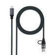 Cabo USB 3.2 Gen2x2 Nanocable 20Gbps 5A/100W 4K/60HZ USB-C M/USB-A/M 2 M Cinzento/Preto image number null