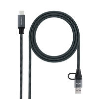 Cabo USB 3.2 Gen2x2 Nanocable 20Gbps 5A/100W 4K/60HZ USB-C M/USB-A/M 2 M Cinzento/Preto