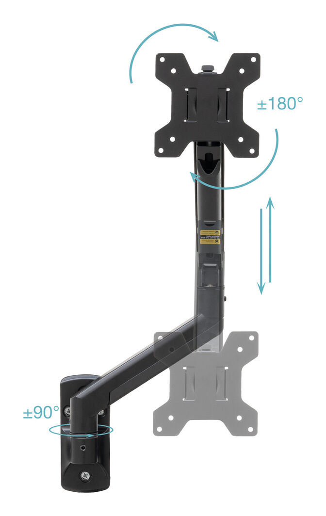 Suporte de Parede Tooq  Tilt e Girat&oacute;rio 13" a 34" Preto image number 1