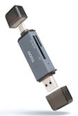 Leitor Cart&otilde;es Tooq USB3.0&nbsp; (USB-C+USB-A), SD/TF, Cinza image number null