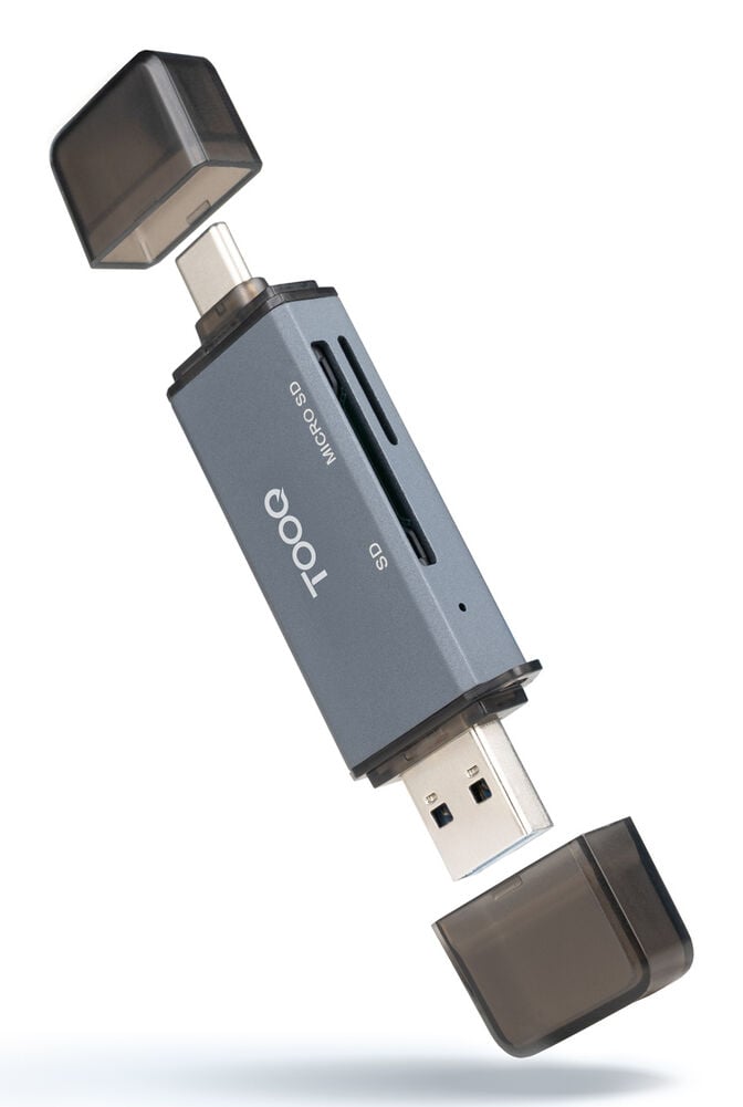 Leitor Cart&otilde;es Tooq USB3.0&nbsp; (USB-C+USB-A), SD/TF, Cinza image number 0