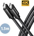 Cabo de carregamento AXAGON BUCM32-CM15AB USB-C  <-> USB-C 3.2 Gen 2, 1.5m, PD 100W, 5A, 4K HD, ALU, braid, Preto image number null