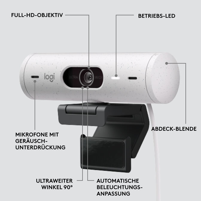 Webcam Logitech Brio 500 Full HD 1080p USB-C Branco image number 23