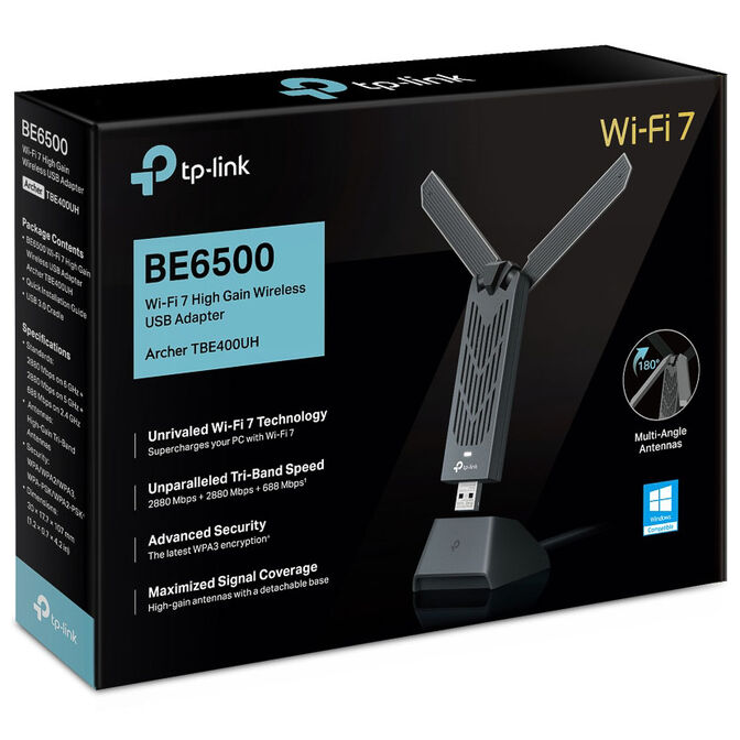 Adaptador de Rede USB TP-Link Archer TBE400UH Wireless BE6500 Wi-Fi 7 Tri-Band High-Gain image number 5