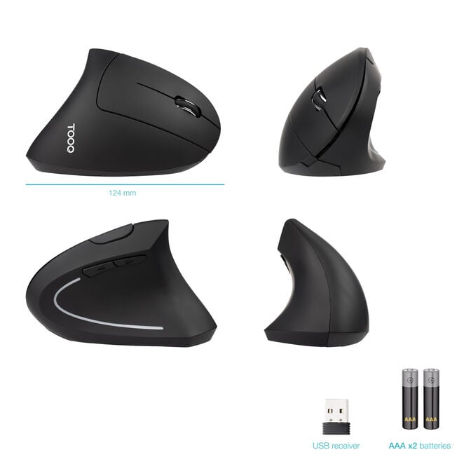 Rato Vertical Tooq TQMWG-1104-B Wireless Ergon&oacute;mico 3200DPI Preto image number 2