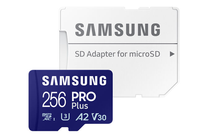 Cart&atilde;o Samsung PRO Plus MicroSDXC UHS-I C10 U3 V30 256GB A2 + Adaptador SD image number 3
