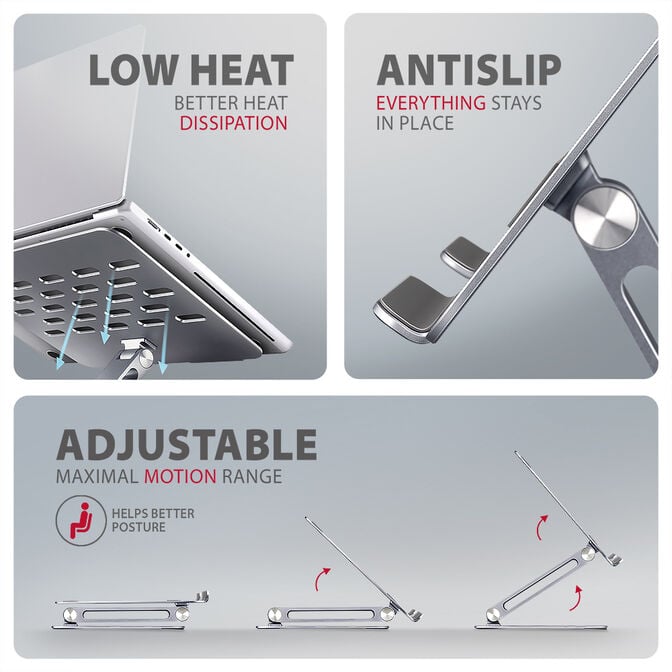 Suporte Elevat&oacute;rio AXAGON STND-LQ  para Port&aacute;teis Regul&aacute;vel Aluminio image number 1