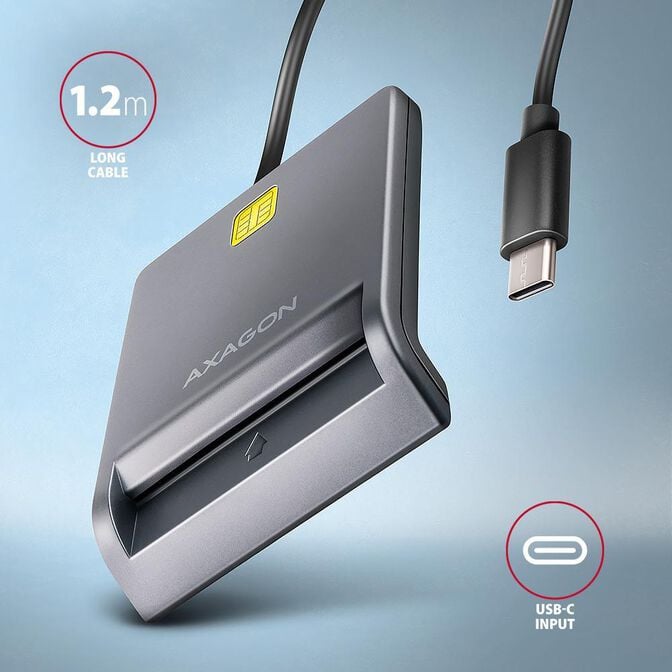 Leitor de cart&otilde;es AXAGON CRE-SM3TC USB-C Smart card FlatReader image number 2