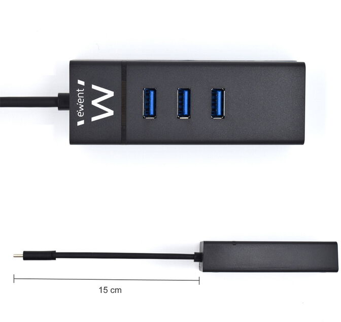Hub USB Ewent 3 Portas USB 3.1 Gen 1 Type C + 1 Porta RJ45 Gigabit image number 1