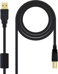 Cabo USB 2.0 HQ Com Ferrite Nanocable USB-A/M > USB-B/M 2 M Preto