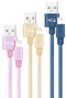 Cabos Lightning Nanocable Lightning/M > USB A/M Coiled 1M (Pack 3 Rosa, Ouro e Azul Pac&iacute;fico)