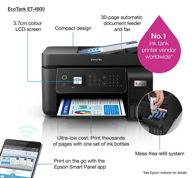Impressora Multifun&ccedil;&otilde;es a Jato de Tinta Epson EcoTank ET-4800 Wi-Fi image number 10
