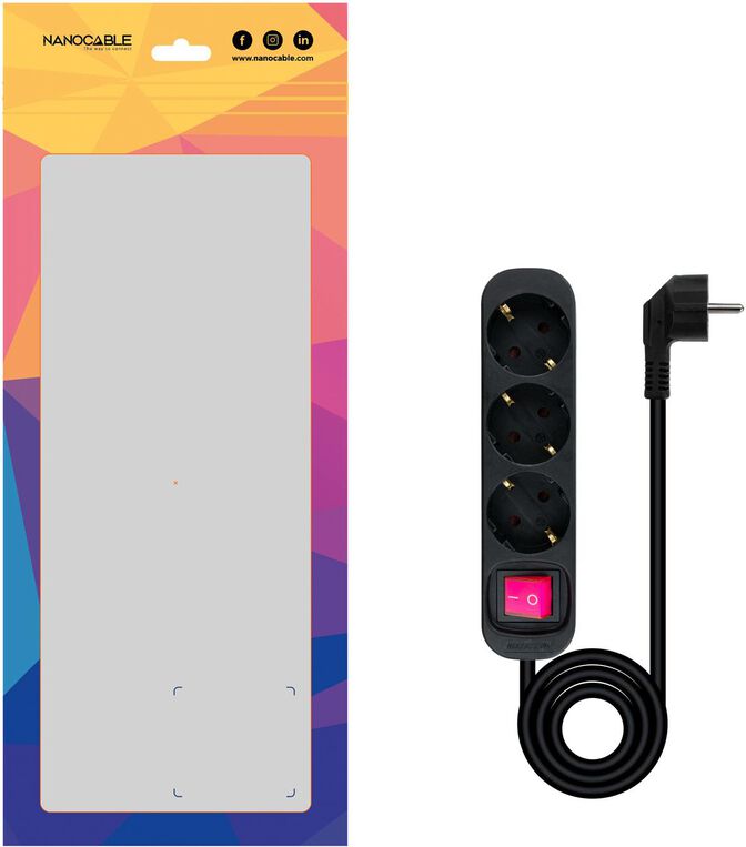 R&eacute;gua Nanocable 3 Tomadas c/ switch 1.4 M Preto image number 2