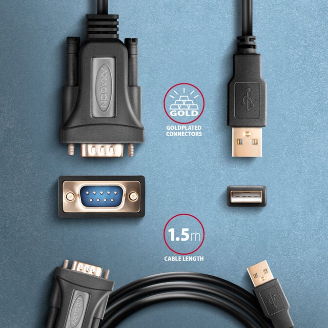 Adaptador AXAGON ADS-1PQN USB2.0 - Serial RS-232 DB9 FTDI image number 1