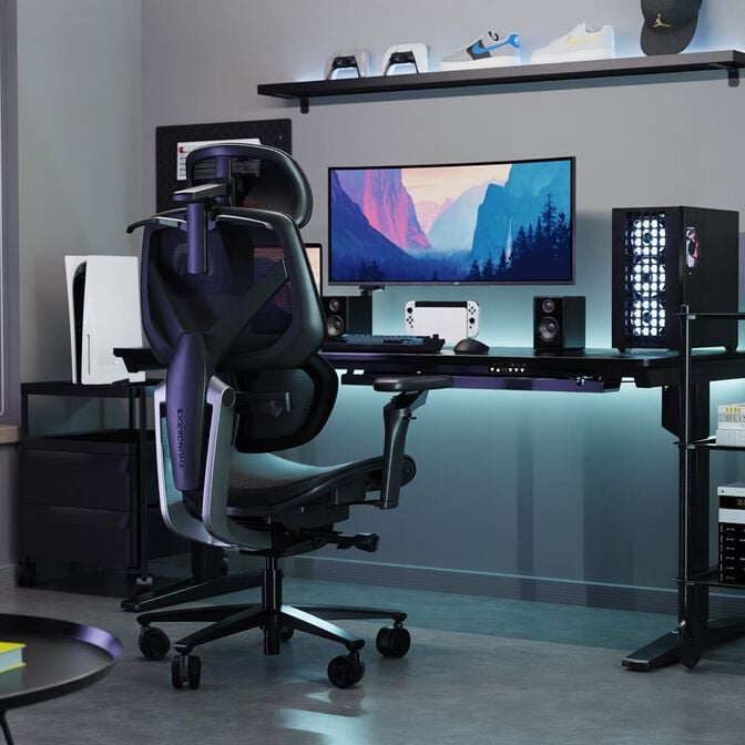 Cadeira Gaming Ergonomica TX3 (ThunderX3) FLEX Pro, Apoio lombar 360 graus - Mesh Black image number 10