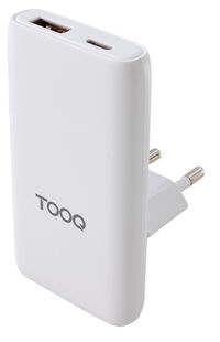 Carregador Tooq GaN USB-C/PD+USB-A/QC 65W, Branco