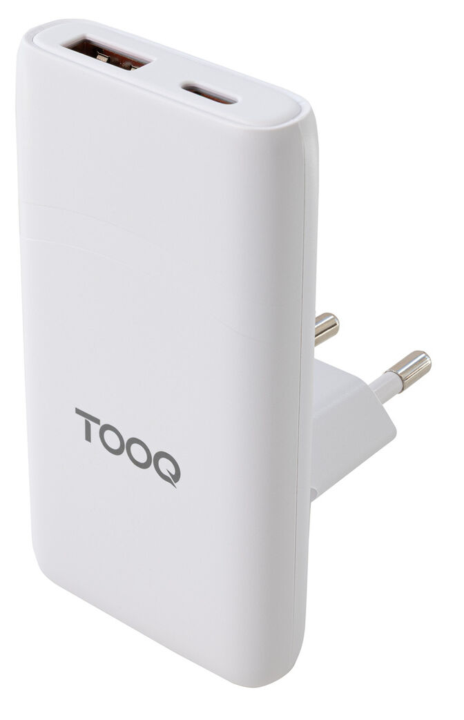Carregador Tooq GaN USB-C/PD+USB-A/QC 65W, Branco image number 0