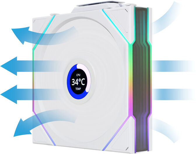 Ventoinha Lian Li UNI FAN TL120 LCD Wireless RGB Reverse PWM Branco 120mm image number 5