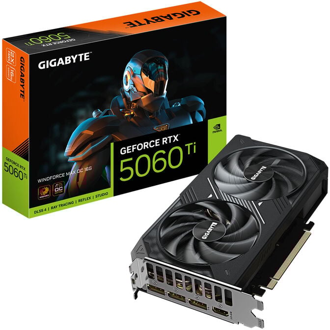 Gr&aacute;fica Gigabyte GeForce RTX 5060 Ti WindForce Max OC 16GB GDDR7 DLSS4 image number 0