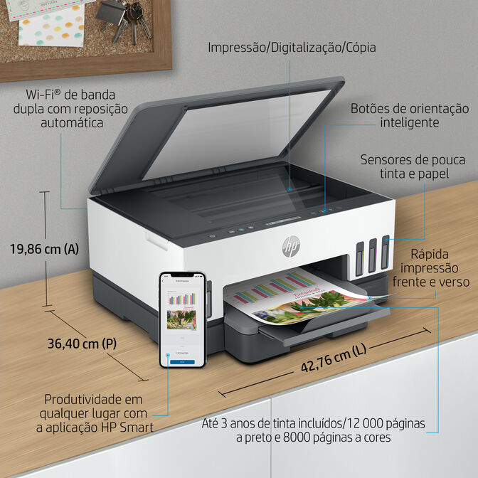 Impressora Multifun&ccedil;&otilde;es a Jato de Tinta HP Smart Tank 7005 All-in-One WiFi image number 5