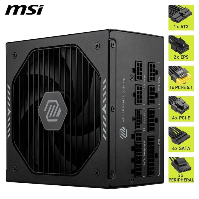 Fonte Modular MSI MAG A1000PLS 1000W 80+ Platinum PCIE 5.1 image number 4