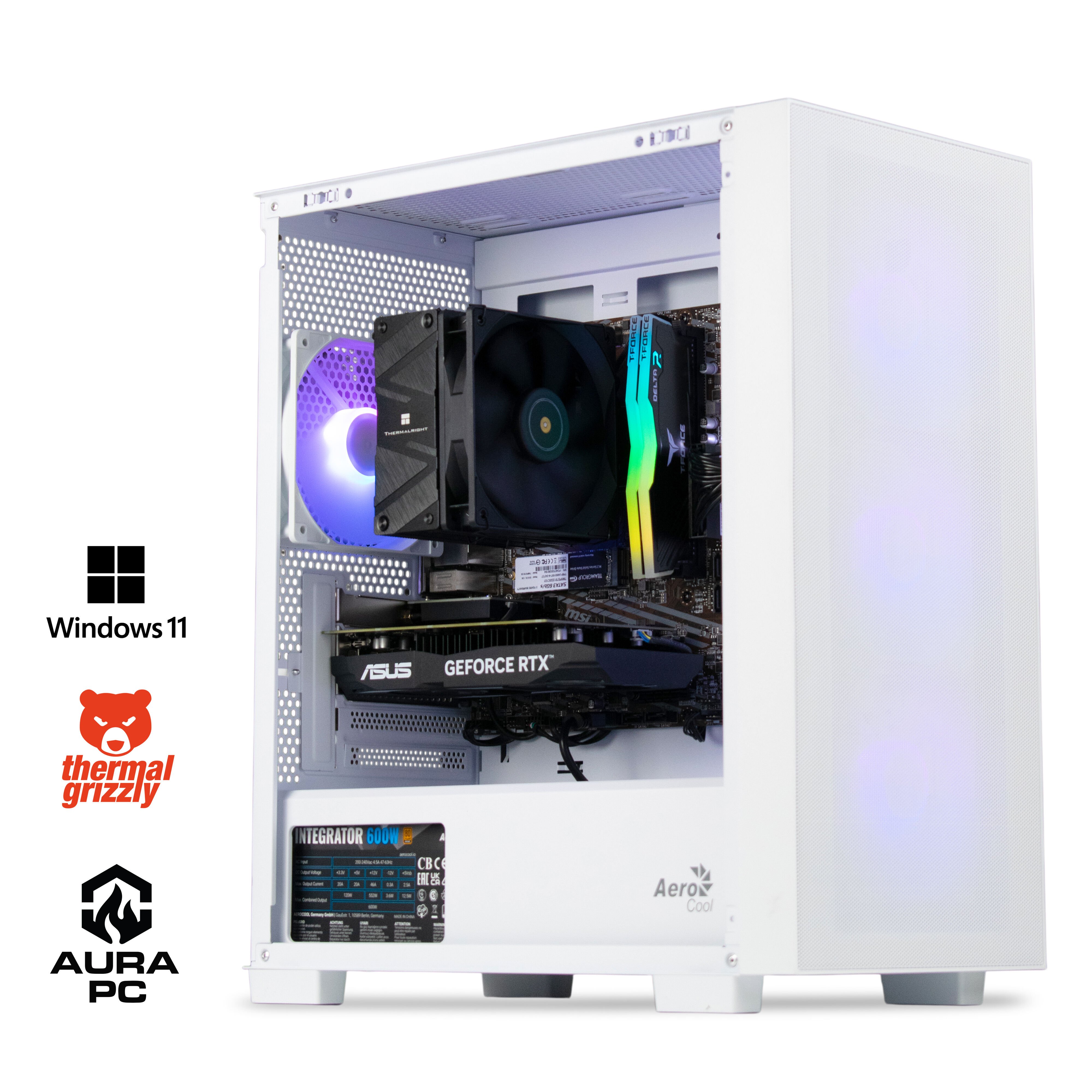 Computador AURA Gamer-PC Ryzen 5 5500 16GB DDR4 512GB RTX 3050 WiFi W11