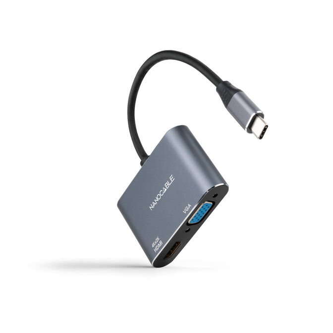 Adaptador Nanocable USB-C > HDMI + VGA 15CM Cinzento Compat&iacute;vel c/ Thunderbolt 3 image number 0