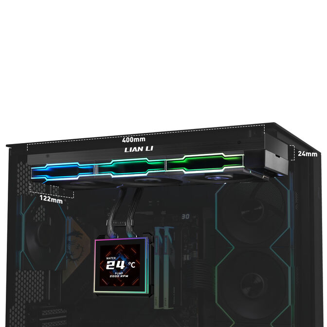 Water Cooler CPU AIO Lian Li HydroShift II LCD-S 360TL Wireless Preto - 360mm image number 4