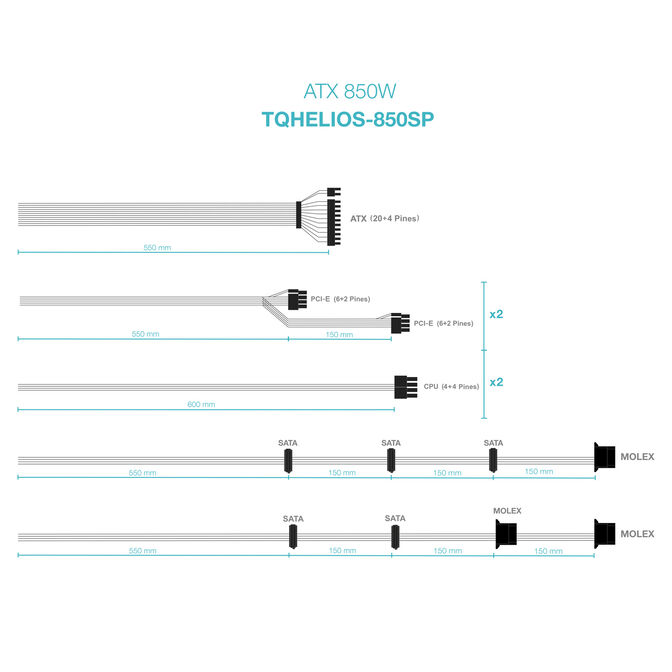 Fonte de Alimenta&ccedil;&atilde;o Tooq ATX 850W APFC 80PLUS Bronze image number 4