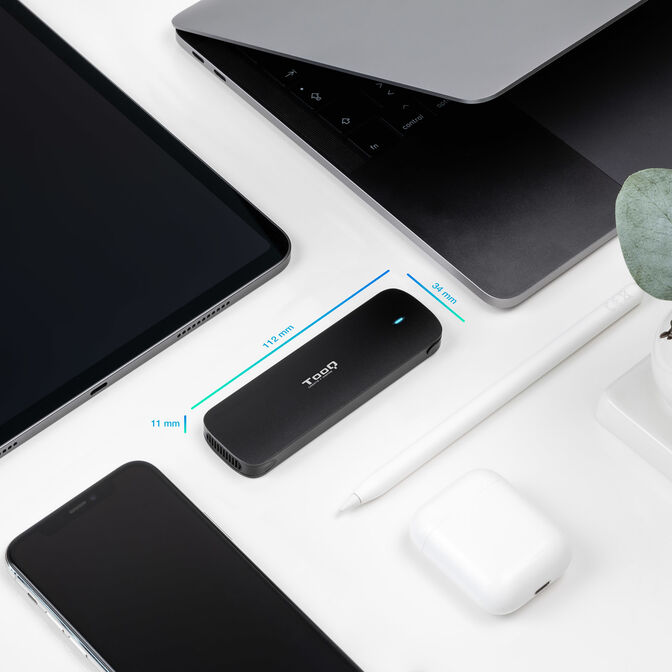 Caixa SSD Tooq M.2 NGFF/NVMe SSD USB 3.1 Gen 2 Aluminio Preto image number 1