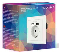 Tomada de Parede Nanocable Schuko c/ 2x USB-A (2.4A) Branco