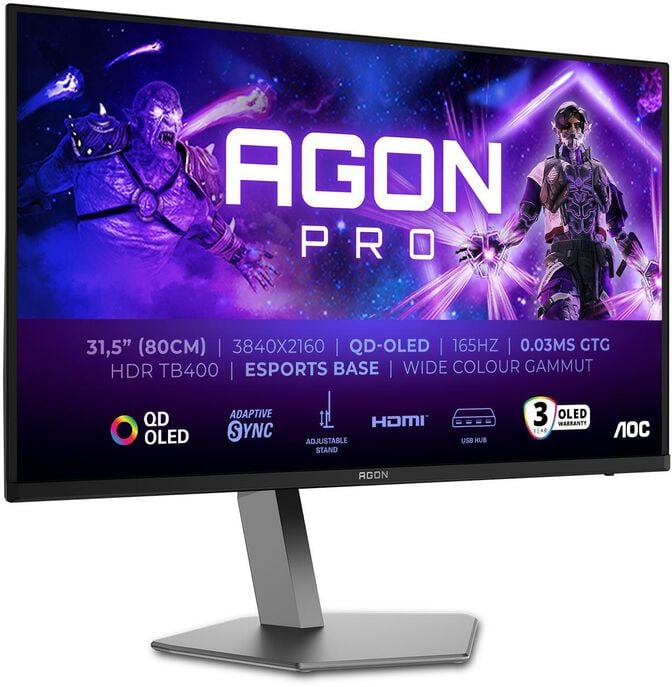 Monitor AGON by AOC PRO 31.5" AG326UD QD-OLED UHD 165Hz 0.03ms Adaptive Sync HDR True Black 400 image number 2