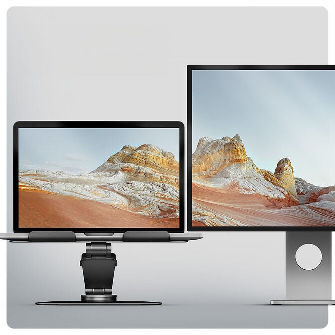 Suporte Elevat&oacute;rio Rotativo AXAGON STND-LRB  para Port&aacute;teis Regul&aacute;vel Aluminio Preto image number 3