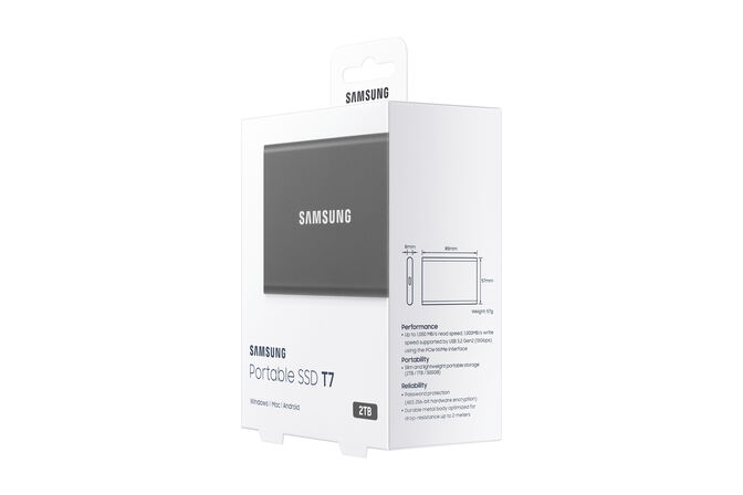 SSD Externo Samsung T7 2TB USB3.2 Gen2 Preto (1050/1000MB/s) image number 10