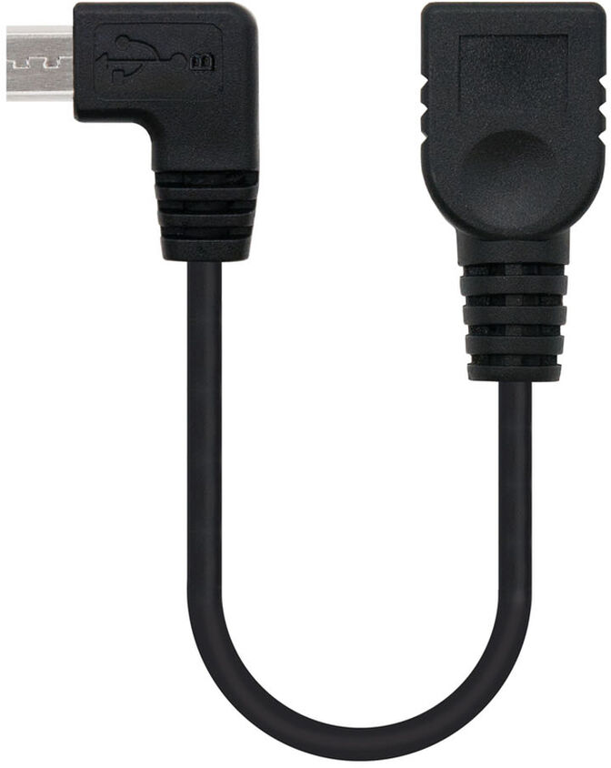 Cabo USB 2.0 OTG Angular Nanocable Micro B/M-A/F 15CM Preto image number 0