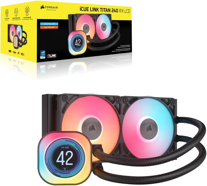 Water Cooler CPU Corsair iCUE LINK TITAN 240 RX RGB LCD 240mm Preto image number 1