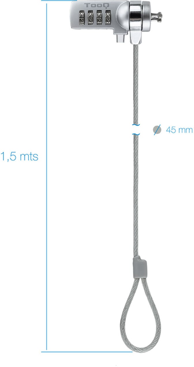 Cadeado Tooq Anti-Roubo c/Combina&ccedil;&atilde;o 1.50 metro image number 2