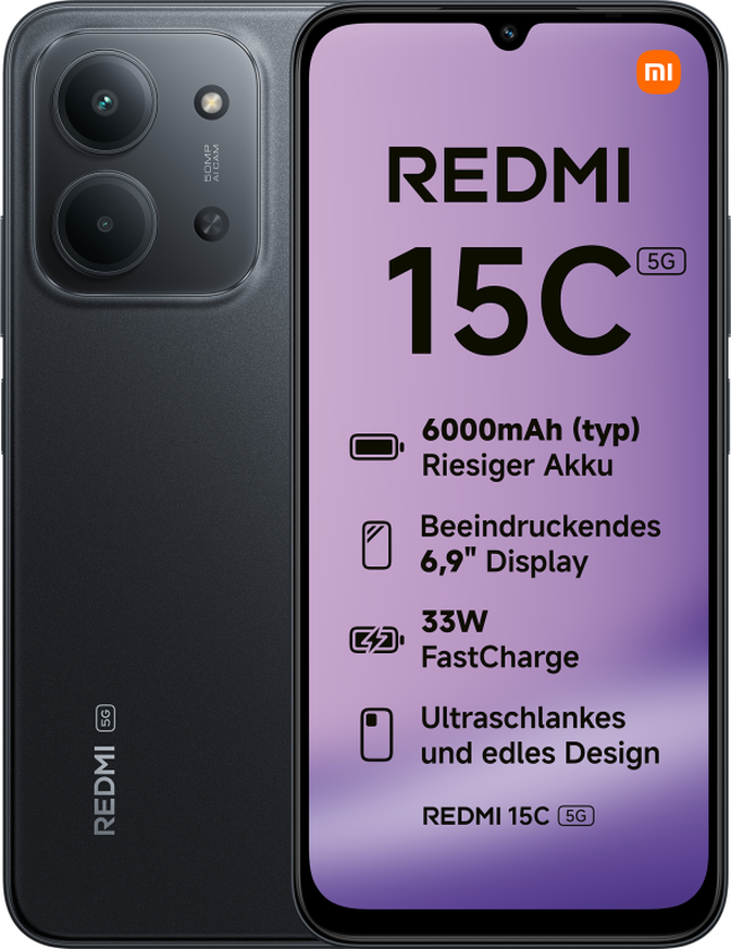 Smartphone Xiaomi Redmi 15C 5G 6.9" (4 / 128GB) 120Hz Preto image number 0