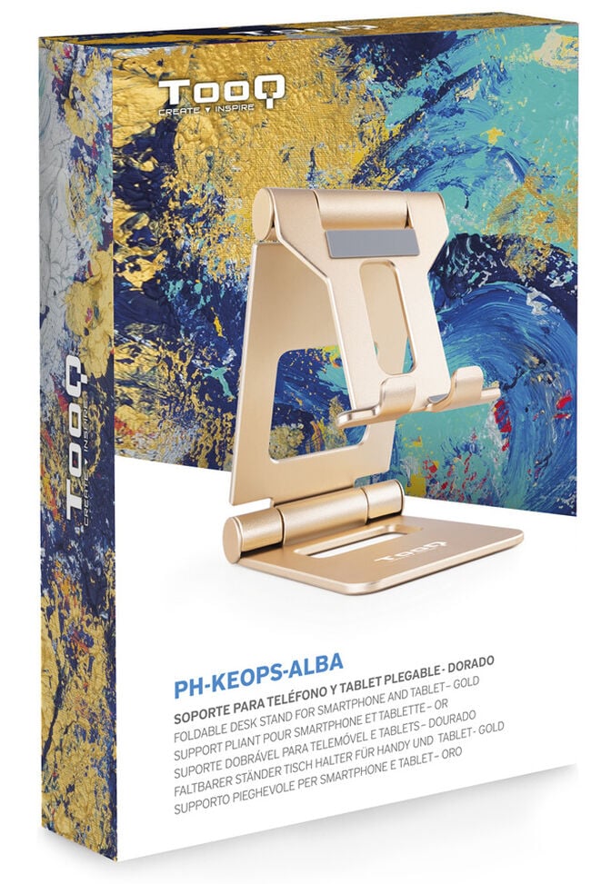 Suporte de Mesa Tooq Ajust&aacute;vel p/ Smartphone/Tablet Max. 10" Dourado image number 6