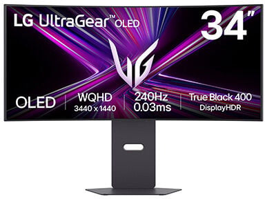 Monitor Curvo Gaming LG UltraGear 34" 34GX900A OLED WQHD 240Hz 0.03ms G-Sync Compatible Smart webOS Preto