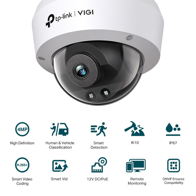 C&acirc;mara de Seguran&ccedil;a de Rede TP-Link VIGI C240 4mm 4MP Full-Color Exterior PoE Dome QHD 1440p IP67 image number 1