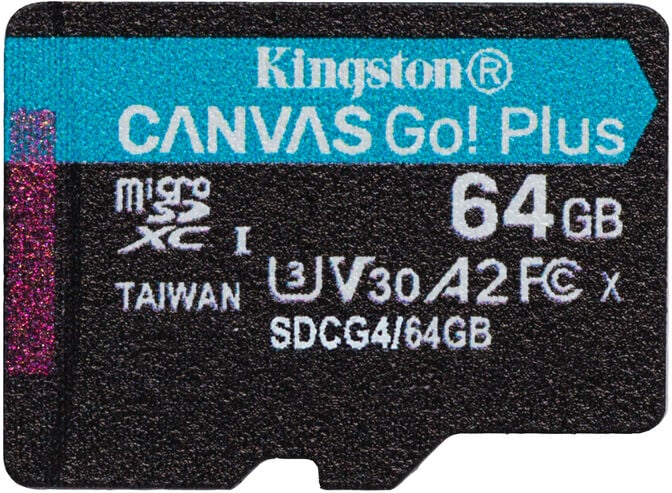 Cart&atilde;o Kingston Canvas Go! Plus Gen4 200MB/s MicroSDXC UHS-I U3 V30 A2 64GB image number 1