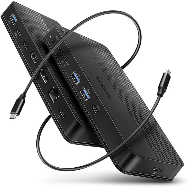 AXAGON HMC-U4 USB4 dock, 3x USB-A, 2x USB-C, HDMI & DP 8K/30Hz, RJ-45, SD/mSD, audio, PD image number 0