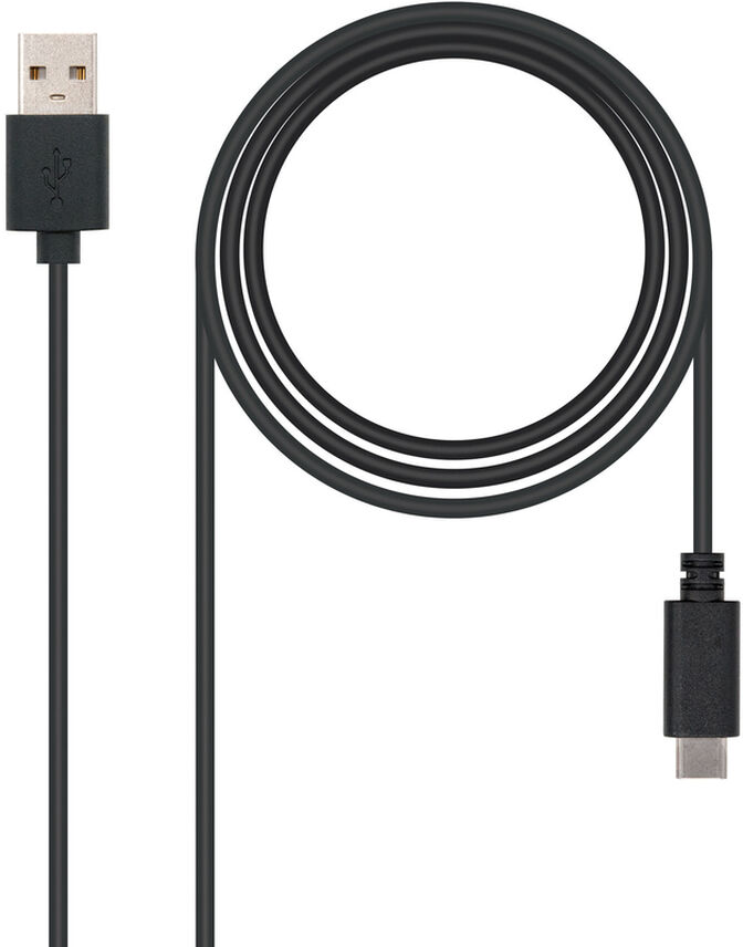 Cabo USB 2.0 3A Nanocable USB-C/M > USB-A/M 1 M Preto image number 0