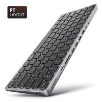Teclado c/ HUB AXAGON HMC-KB keyboard USB-C 5Gbps, microSD/SD, 3x USB-A, HDMI 4K/60Hz, PD 100W, Audio, PT layout