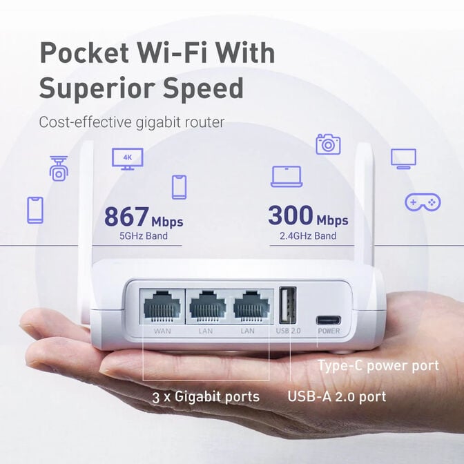 Router de Viagem GL.iNet GL-SFT1200 Opal Wireless AC1200 Dual Band image number 4