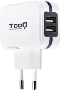 Carregador Tooq 2x USB 5V 3.4A com Controlo AI Branco