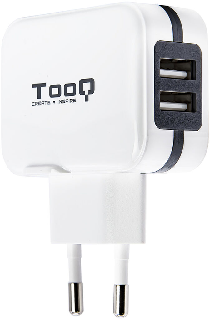 Carregador Tooq 2x USB 5V 3.4A com Controlo AI Branco image number 0