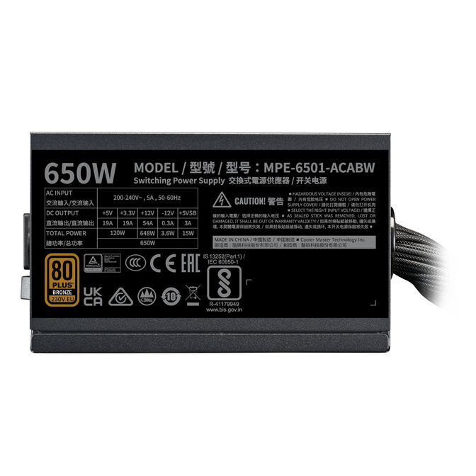 Fonte de Alimenta&ccedil;&atilde;o Cooler Master MWE 650W V3 80+ Bronze ATX 3.1 image number 6