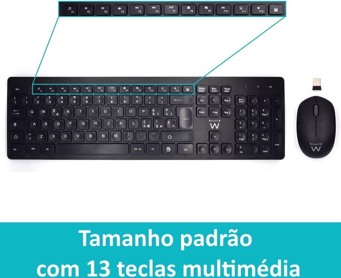 Teclado + Rato Ewent Wireless PT Black image number 5
